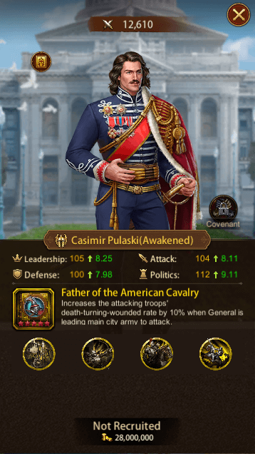 This image depicts the Evony General Casimir Pulaski