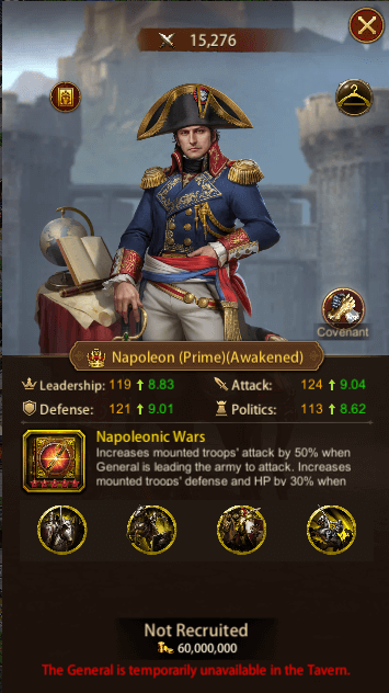 This image depicts the Evony General Napoleon Prime