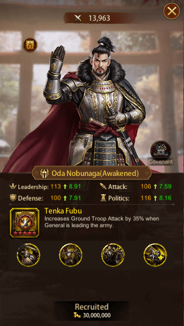 This image depicts the Evony General Oda Nobunaga