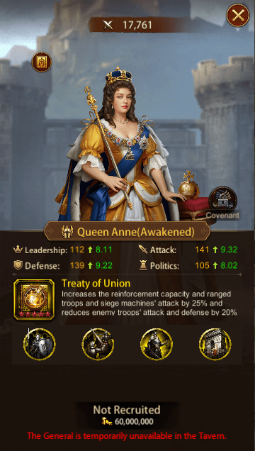 This image depicts the Evony General Queen Anne