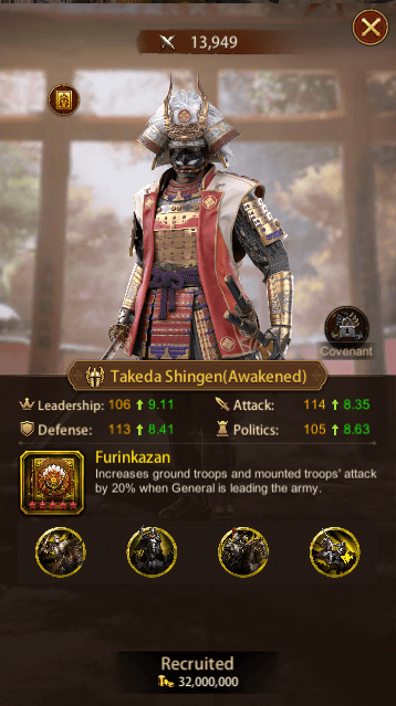 This image depicts the Evony General Takeda Shingen