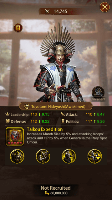 This image depicts the Evony General Toyotomi Hideyoshi